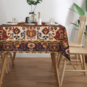 Persian Style Rectangle Tablecloth Holiday Party Decor Reusable Boho Geometric Printed Table Cloths Kitchen Dining Table Decor