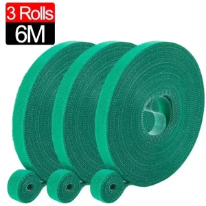 Self Adhesive Plant Nylon Cable Tie Green Adjustable Plants Hook Loop Support Garden Twine Bandage Reusable Fastener Tape Strips