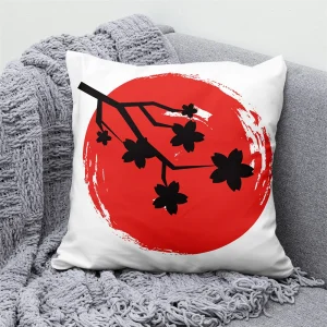 Lucky Cat Japanese Style Sofa Bed Decorative Pillow Cover Home Decor Mount Fuji Art Cushion