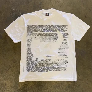 European Cute Letters Cat Print Pure Cotton T Shirt Men Women Summer Y2k Personality Cute Street Clothing Half Sleeved Tops