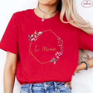 French Girls Team Future Bride T-shirt Wreath Graphic Tees Bridal Wedding Tops Single Farewell Bachelorette Party EVJF Tshirt