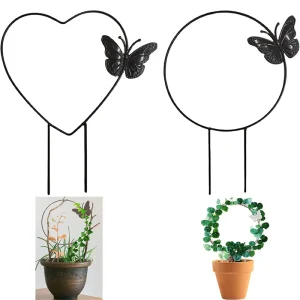 1Pc Garden Plant Support Stake Stand Round Vine Climbing Rack Ironheart-Shaped Flower Plant Trellis Support Frame Garden Tools