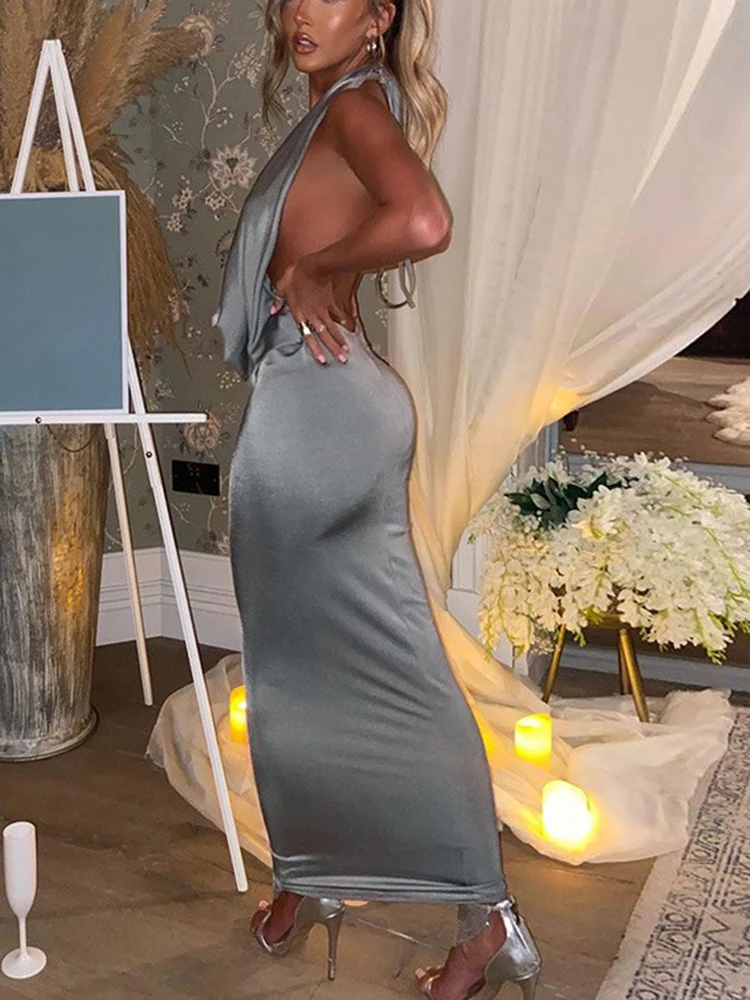 Dulzura Autumn Women Halter Backless Midi Dress For Women Bodycon Sexy Party Elegant Outfits Evening Birthday Clothes Y2K 2024 - Image 5
