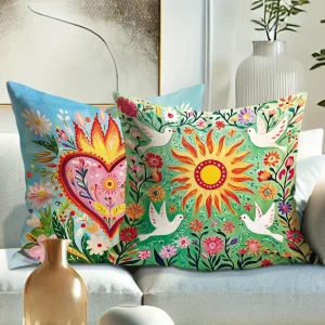 Home Decor Colorful Floral & Animal Pattern Pillow Covers Pattern Cushion Cover Suitable For Sofa Bedroom Car Pillow Cover