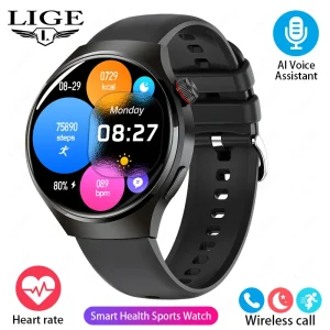 LIGE New GPS Smart Watches Outdoor Sports Fitness Smartwatch Heart Rate Monitori Bracelet Voice Assistant Bluetooth Call Watches