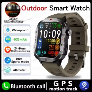 2025 Military GPS Smart Watch Men LED Flashlight Waterproof Outdoor Sport Tracker Bluetooth Call Waterproof Smartwatch Man Women