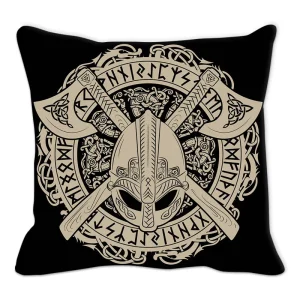 Viking Amulet Pillowcase Sofa Cushion Home Decor  Black and White Geometric  Cover