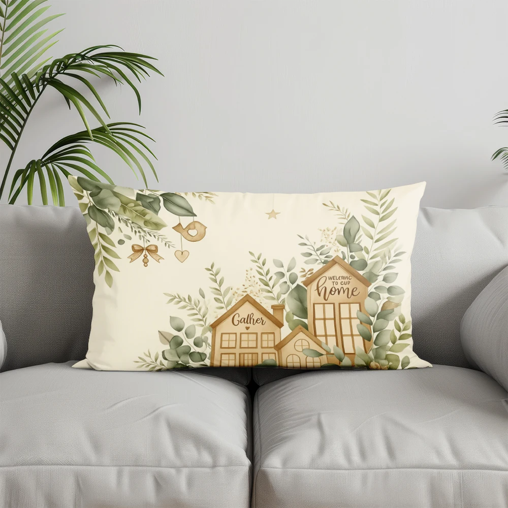Home Decor Home Sweet Home Throw Pillow Suitable For Sofa Bedroom Car Pillow Cover Cushion Rectangular Back Cushion - الصورة 3
