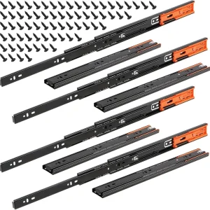 2Pcs Metal Buffer Drawer Slides 12-20 Inch Track Width 45mm Mute Three-Section Rail Sliding Furniture Hardware Fittings