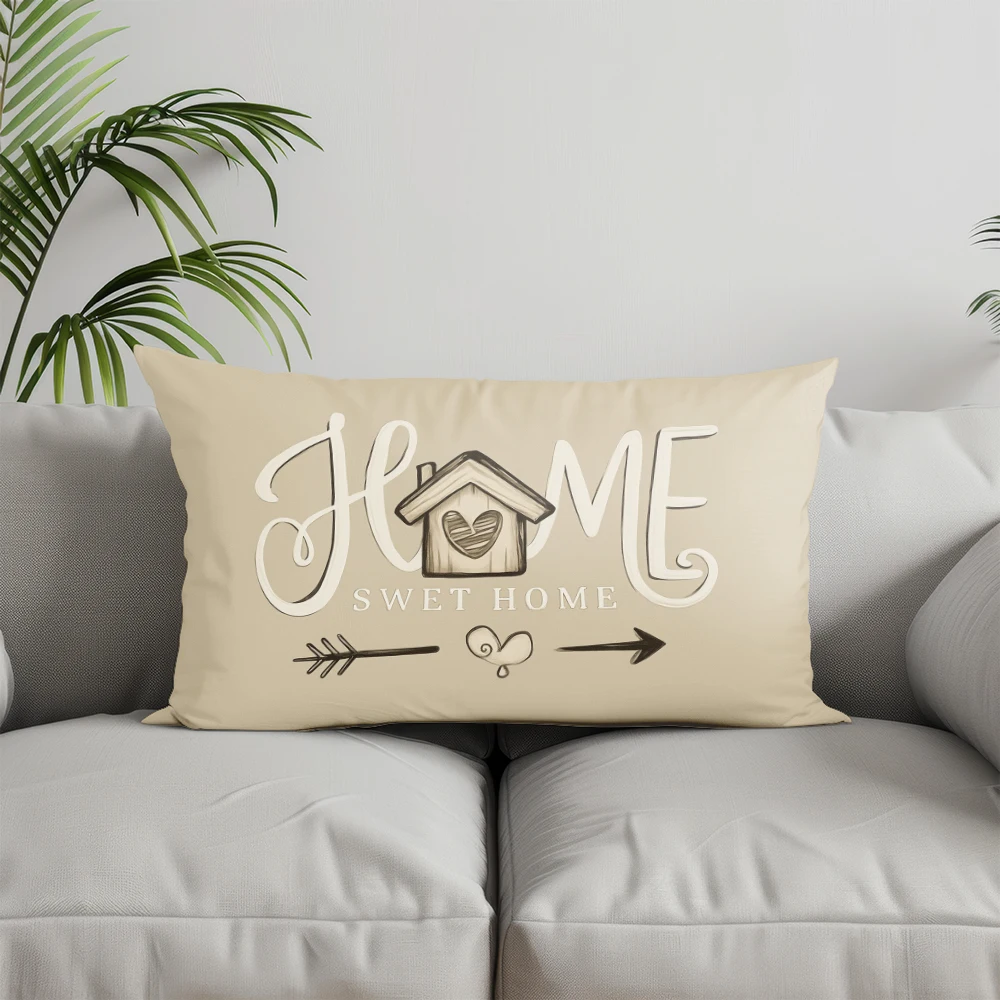 Home Decor Home Sweet Home Throw Pillow Suitable For Sofa Bedroom Car Pillow Cover Cushion Rectangular Back Cushion - الصورة 2