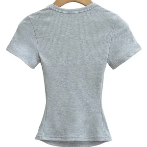 Summer square neck high elasticity crop top women's short sleeved sexy top slim fit pullover base shirt
