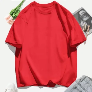 Y2K Woman 100% Cotton T Shirts Solid Color Casual T-Shirt O-Neck Summer Tops For Women Fashion Oversized Female Sportswear