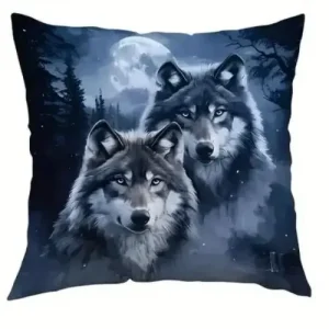 Home Decor Wolves In Moonlit Forest & Snow Pillow Covers Pattern Cushion Cover Suitable For Sofa Bedroom Car Pillow Cover