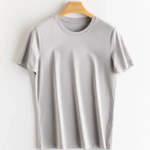 SuyaDream Women Solid T shirts, Silk Cotton Blend, O Neck, Short Sleeved Solid Tee,2025 Summer Candy Colors Basic Cozy Top Green