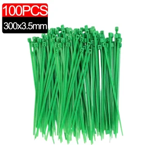 300/50PCS Self-locking Plastic Nylon Tie Green Cable Tie Fastening Ring Sealing Wraps Strap for Home Garden Plant Fasten Tools