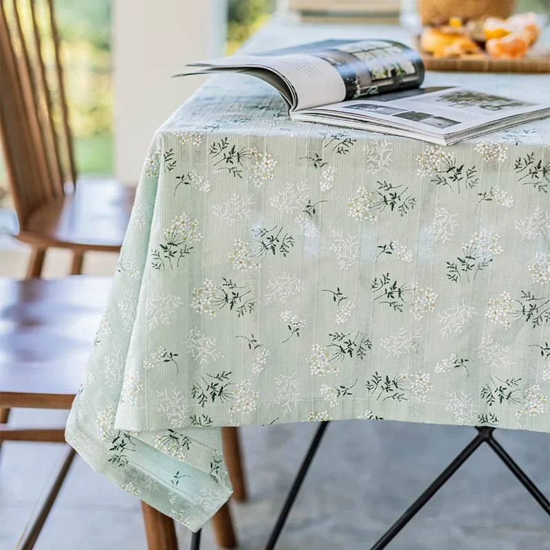 Beige Daisy Lace Tassels Cotton Tablecloth Rectangle Table Cover for Tea Table Decorations Kitchen Living Room Wedding Party Use - الصورة 8