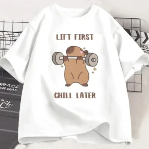 Capybara Gym T-Shirt Women Sports Tee Workout Fitness T Shirt Top Unisex Softstyle Women Tshirt Clothes Women Clothing