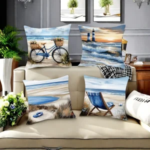 Serene Seaside Scenes Pillow CoversLiving room sofa cushion cover, soft and comfortable, bedroom room decoration