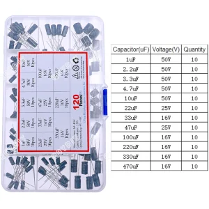 Electrolytic Capacitors Assortment Kit 16V 25V 35V 50V 1uf 2.2uF 3.3uF 4.7uF 10uF 22uF 33uF 47uF 100uF 220uF 330uF 470uF 1000uF