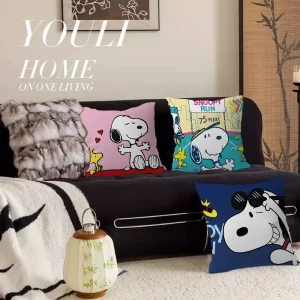 Cartoon S-Snoopy Maple Design Cushion Cover Happy Autumn Harvest Decor Holiday Decorati Pillow Cover