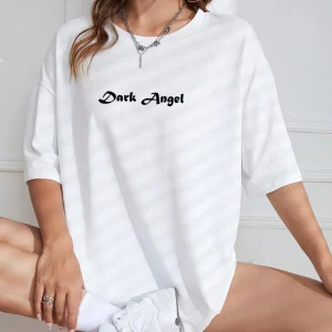 Dark Angel Wing Hot sale Graphic Printed T-Shirts For Women Loose Oversized Clothing Hip Hop Street Tshirt Cotton Short Sleeves