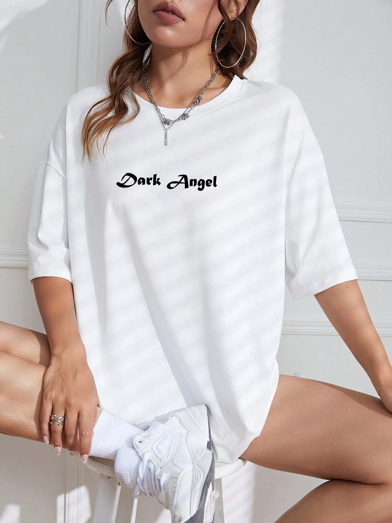 Dark Angel Wing Hot sale Graphic Printed T-Shirts For Women Loose Oversized Clothing Hip Hop Street Tshirt Cotton Short Sleeves - الصورة 6