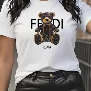 summer Graphic T-Shirt Short Sleeve Crew Neck with Soft Comfortable Spring Women's Light Blue Casual Teddy Bear