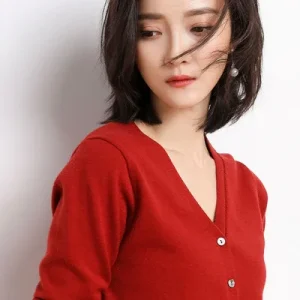 Cardigans Women 2025 Autumn Single Breasted V-neck Knitted Sweater Fashion Short Knitwear Solid Blue Green Pink Women's Jumpers