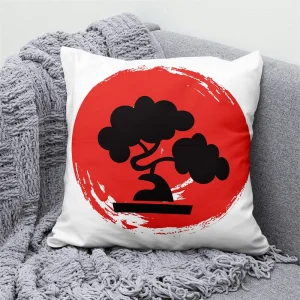 Lucky Cat Japanese Style Sofa Bed Decorative Pillow Cover Home Decor Mount Fuji Art Cushion