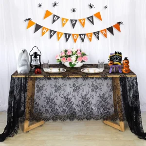 Black/White Embroidered Lace Rectangular Tablecloth Elegant Birthday Vintage Tulle Floral Table Decoration Bridal Mesh Fabric