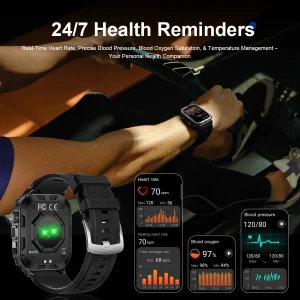 2026 New Men's Smart Watch LED Flashlight IP68 Waterproof Outdoor Sports Wristwatch Health Monitor Smart Watch for IOS Android