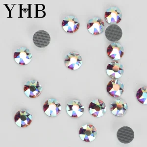YHB Bright Series Crystal AB Dazzling Hotfix Nonhotfix Crystal electroplating Flatback Hotfix Rhinestones For Shoes Bags Garment