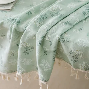 Korean Style Small Daisy Cotton Floral Tablecloth,Tea Table Decoration,Rectangle Table Cover For Kitchen Wedding Dining Room