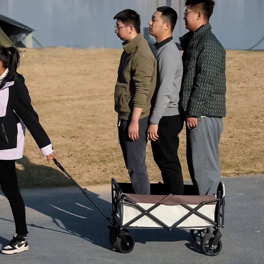 Large Weight Capacity Heavy Duty Wagon Cart Folding Wagon for Outdoor Garden Beach wagon Camping Equipment with Cup Holders - الصورة 6