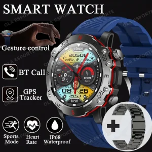 New Outdoor Military Dual-Band GPS Military Smart Watch 5ATM Waterproof Heart Rate Sleep Monitor Bluetooth Calls Smart Watch Men