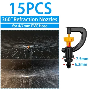WUJIE Greenhouse Watering Sprinkler Dripper Drip Irrigation Garden Adjustable Mist Emitters Stake Micro Spray Rotating Nozzle