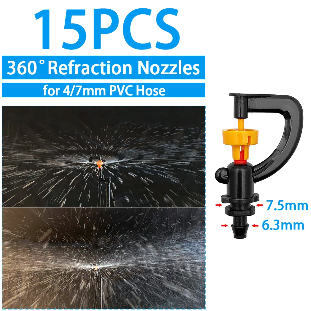 WUJIE Greenhouse Watering Sprinkler Dripper Drip Irrigation Garden Adjustable Mist Emitters Stake Micro Spray Rotating Nozzle - Image 15