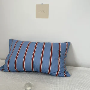 Cotton Pillowcase Stripe Single Pillow Solid Color Stripe Ins Cotton Washed Cotton Pillowcase Household