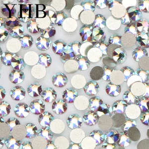 YHB Bright Series Crystal AB Dazzling Hotfix Nonhotfix Crystal electroplating Flatback Hotfix Rhinestones For Shoes Bags Garment