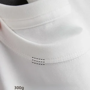 300g Thick Combed Cotton Round Neck T-shirt, Solid Color Loose Fit Simple and Casual Basic Style Suitable for Both Men and Women