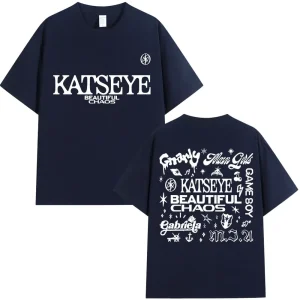 Korean Katseye Beautiful Chaos Tour T Shirt Kpop Vintage Harajuku Fashion Y2K Men Women T-shirt Cotton Loose T Shirts Fans Gifts