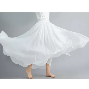 28-Color Mori Girl Literary Cotton Linen Dress Elastic Waist A-line Expansion Skirt Solid Color Ethnic Style Women Long Skirts