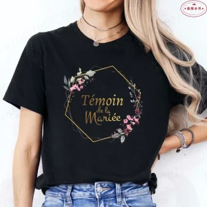 French Girls Team Future Bride T-shirt Wreath Graphic Tees Bridal Wedding Tops Single Farewell Bachelorette Party EVJF Tshirt