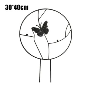 1Pc Garden Plant Support Stake Stand Round Vine Climbing Rack Ironheart-Shaped Flower Plant Trellis Support Frame Garden Tools