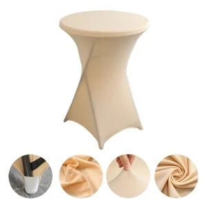 Creative Simple Style Solid Color Polyester Round Banquet Elastic Table Set Hotel Wedding Decoration Cocktail Bar Table Set