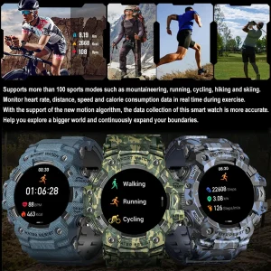 2026 New Military Outdoor Smart Watch Men 100+Sports Fitness Compass Heart Rate Bluetooth Call IP68 Waterproof Rugged Smartwatch
