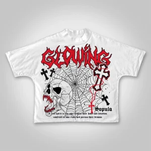 Vintage Dark Centipede Skeletal Graphic Cotton Print T-shirt Men Y2K Summer Short Sleeves Oversize T-shirt Women Casual Tee Tops