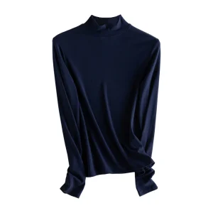SuyaDream, Women Bottoming T Shirt, 28%Wool 37%Cotton, Long Sleeves, Solid Basic Thermal Shirt, 2025 Autumn Winter Top