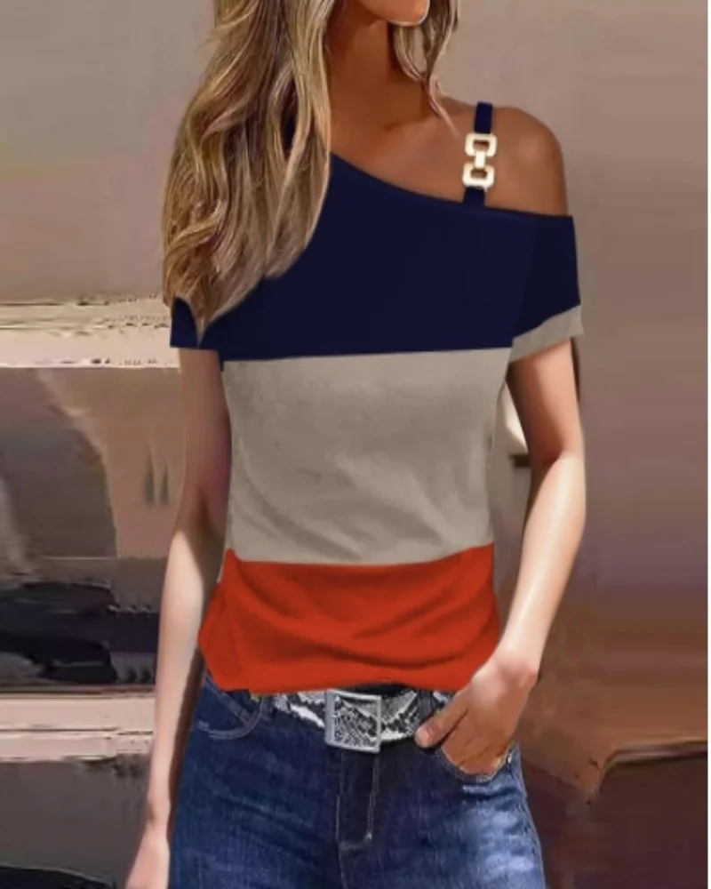 Women Summer Ruffles Short Sleeve Loose T Shirt Chic Elegant Solid O Neck Tops Casual Simple All Match Tee Streetwear Blouse - الصورة 4