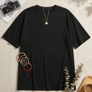 2026 New Arrival Women's Oversize T-shirt Urban Causal Fashion Pure Color Short Sleeve Tops Female Home Comfort 100% Cotton Tees